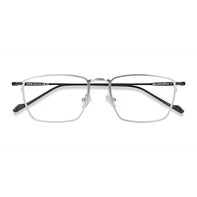 Unisex s rectangle Silver Metal Prescription eyeglasses - Eyebuydirect s Wind