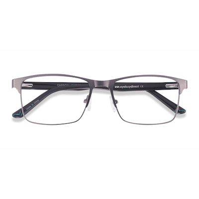 Unisex s rectangle Matte Gunmetal Metal Prescription eyeglasses - Eyebuydirect s Carbon