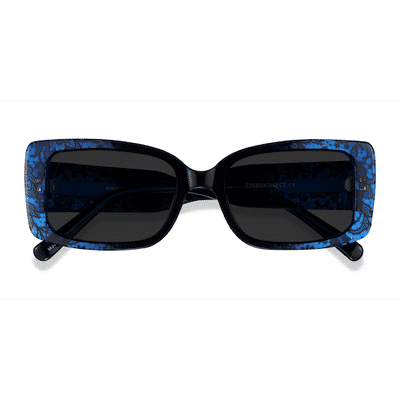 Female s rectangle Clear Blue Floral Acetate Prescription sunglasses - Eyebuydirect s Rime
