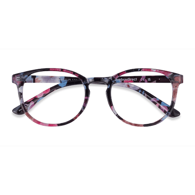 Female s round Pink Floral Plastic Prescription eyeglasses - Eyebuydirect s Muse