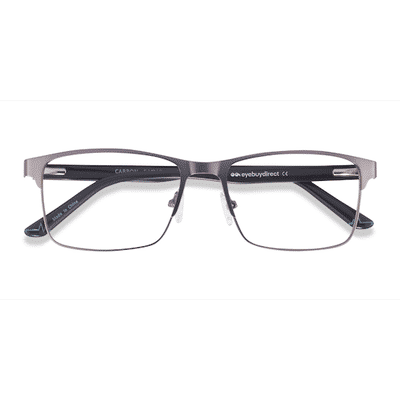 Unisex s rectangle Matte Gunmetal Metal Prescription eyeglasses - Eyebuydirect s Carbon