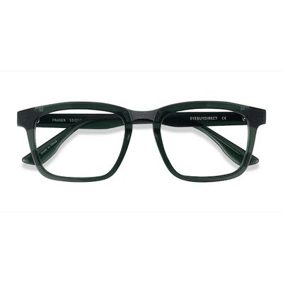 Unisex s square Clear Green Silver Acetate,Metal Prescription eyeglasses - Eyebuydirect s Fraser