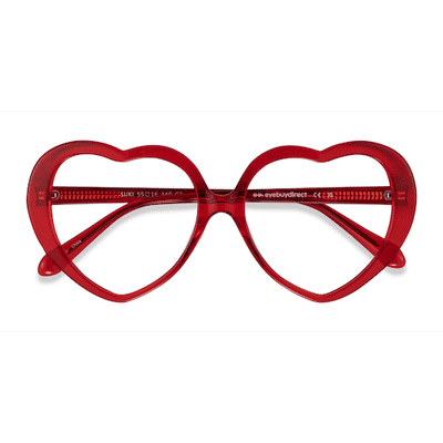 Female s heart Crystal Red Acetate Prescription eyeglasses - Eyebuydirect s Suki