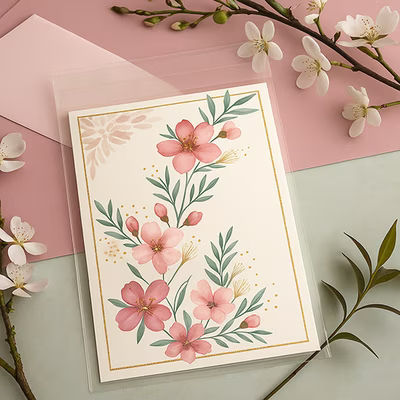 Durable Self Sealing Clear Bag Packaging For A2 Size Cards Bag Size: 4 5/8" x 5 3/4" 100 Bags Crystal Clear Bags