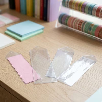 Durable Vinyl Hanging Bookmark Sleeve - Ideal for Wider Bookmarks 8" Tall or Less Size: 2 11/16" x 8 1/4" 100 Bookmark Sleeves