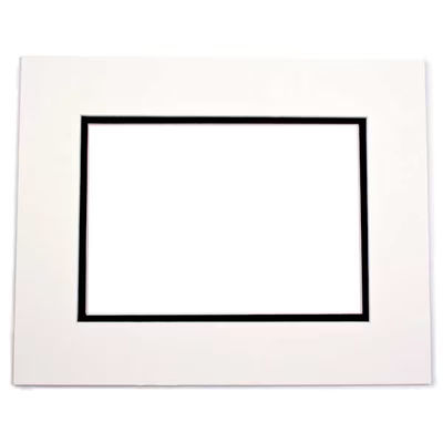 Double Mats, Ivory/Black 8" x 10" Outer Cut, 4 5/8" x 6 5/8" Inner Cut 10 Pack