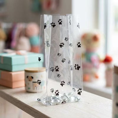 Small Paw Print Clear Gusset Bags Great for Pet Supply Stores or Dog Loving Retailers Bag Size: 3 1/2" x 2" x 7 1/2" 100 Bags