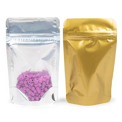 XS Food Safe Resealable Pouch Bags Clear Front with Gold & Silver Back - Holds 1 oz. Size: 3 1/8" x 2" x 5 1/8" 100 Bags Pouches