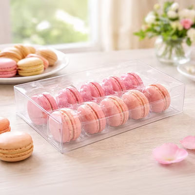 Macaron Boxes Set for Ten 5 1/16" x 2" x 7 1/2" 25 Sets
