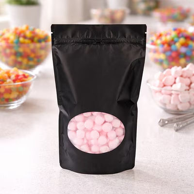 Large Heat Seal Pouch Bags Matte Black Window Very Durable - Holds 8 - 12 oz. Size: 6 3/4" x 3 1/2" x 11 1/4" 100 Bags Pouches