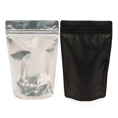 Small Food Safe Resealable Pouch Bags Clear Front with Black & Silver Back - Holds 2 oz. Size: 4" x 2 3/8" x 6" 100 Bags Pouches