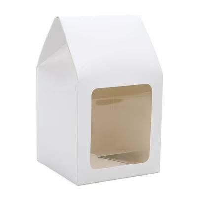White Tapered Tote Box - Good For Cupcakes Decorative Cookies Box Size: 3 1/2" x 3 1/2" x 6 1/2" 25 Boxes Crystal Clear Boxes