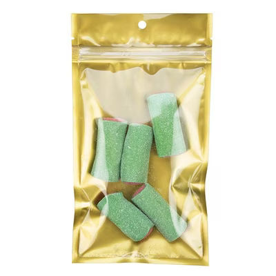 Gold Backed Metallized Hanging Zipper Barrier Bags w/Tear Notches 4" x 6 1/2" 100 pack