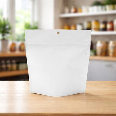 Matte White Child Resistant Pouch Bags 6" x 2 1/2" x 6" 100 pack