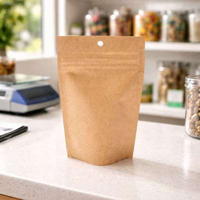 Kraft Child Resistant Pouch Bags 4" x 2 1/2" x 6" 100 pack