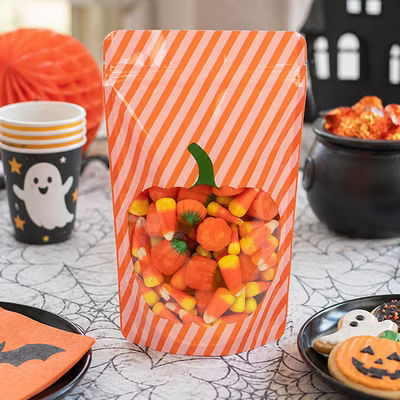 Pumpkin Stand Up Zipper Pouch 5 1/8" x 3 1/8" x 8 1/8" 25 pack