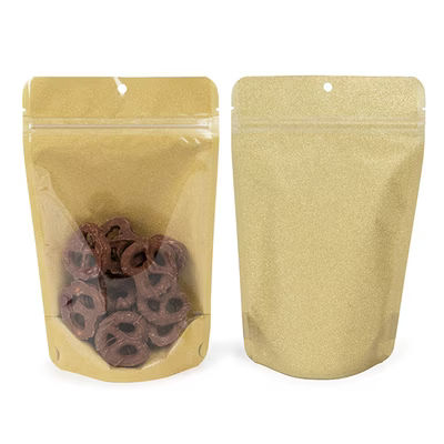 Gold Glitter Backed Stand Up Zipper Pouch 5 1/8" x 3 1/8" x 8 1/8" 100 pack ZBG3GLG