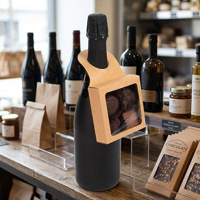 Wine Boxes - 3 5/8" x 1 1/8" x 3 5/8" Kraft Wine Bottle Box (25 Pieces) - ClearBags