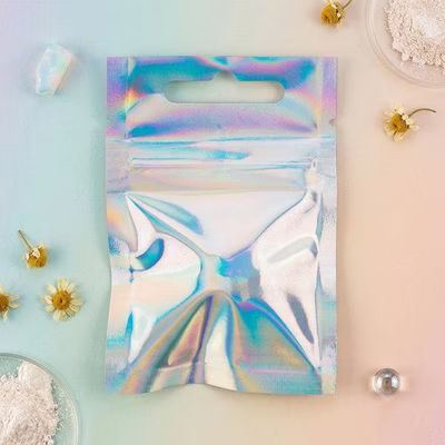 Holographic Hanging Zipper Barrier Bags 2" x 2" 25 pack