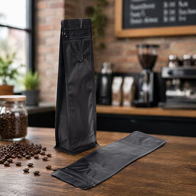Coffee Bags Matte Black Zipper Bags 3 1/8" x 2 3/8" x 10 1/4" 50 Pieces