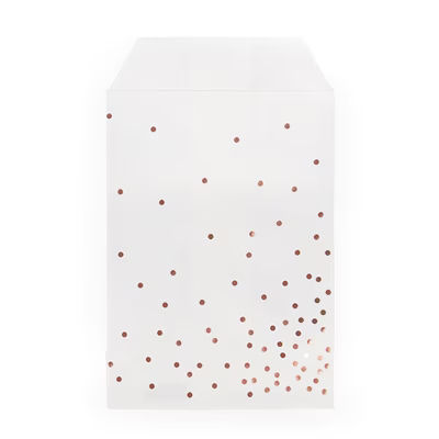 Paper Treat Bags Rose Gold Dots 3" x 5" 100 pack GPB35RD