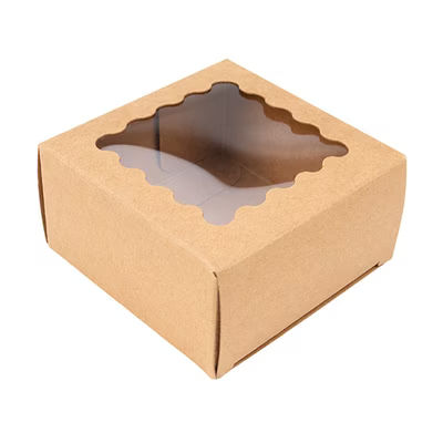 Kraft Paper Window Box w/ Scalloped Window 2 3/4" x 1 7/16" x 2 3/4" 25 pack