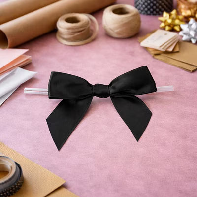 Black Pre-tied Bow 3 1/2" 25 pack