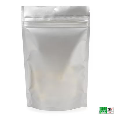 Matte Silver Eco Compostable Child Resistant Stand Up Pouches| 5 7/8" x 2 1/2" x 9 1/8" 100 Pack CRPE7MS