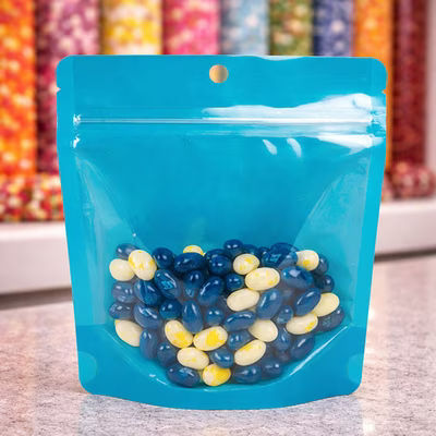 Blue Neon Stand Up Pouch w/ Hang Hole 6 1/4" x 2 1/2" x 5 3/4" 100 pack