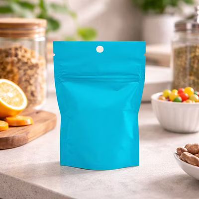 Matte Neon Blue Child Resistant Pouch Bags| 3 1/8" x 2" x 5 1/8" 100 Pack