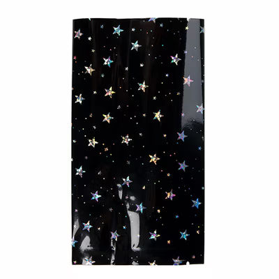 Black Holographic Stars Flat Heat Seal Bags 3? x 5 1/2? 25 Pack SVP35HHB