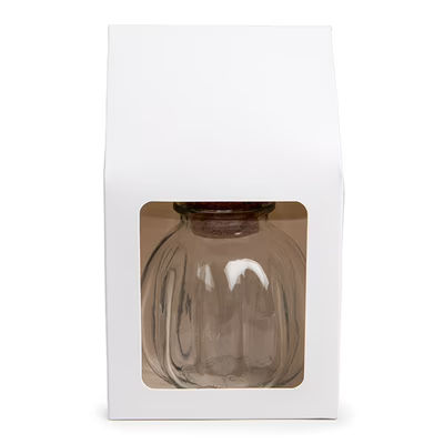 White Tapered Tote Box with Window (Stickers Included) 3 1/2" x 3 1/2" x 6 1/2" 25 pack