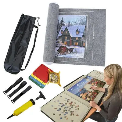 Couverture de jeu de Puzzle avec sac de rangement de voyage Portable, ensemble de tapis de Puzzle en feutre, accessoires de jouets pour enfants et adultes, 1500 pièces