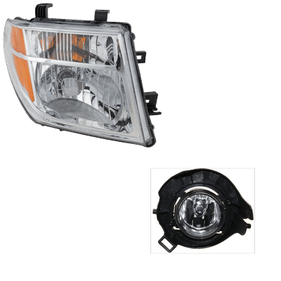 2005 Nissan Pathfinder 2-Piece Kit Passenger Side Headlight with Fog Light, with Bulb, Halogen