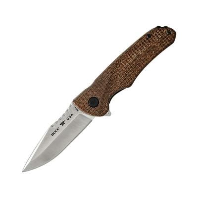 Buck Knives 841 Sprint Pro Folding Knife 4.25in Closed 3.13in CPM S30V Satin Drop Point Blade Brown Burlap Micarta Handle 0841BRS1
