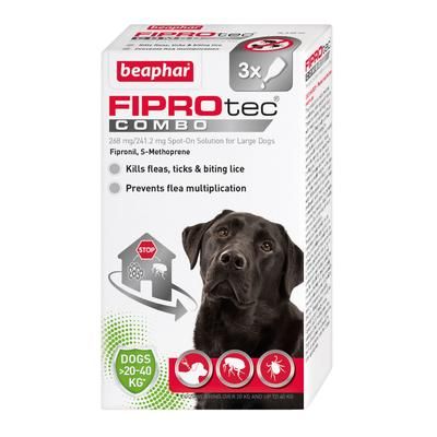 beaphar FIPROtec® COMBO Flea & Tick Spot-On for Dogs - L (20-40kg) | 3 pipettes