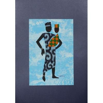 Father's Pride III,'Signed Father and Child Painting with Cotton Accents'