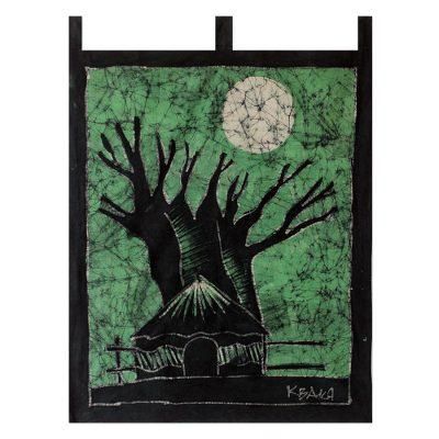 Batik wall hanging, 'My Village Mamfe'