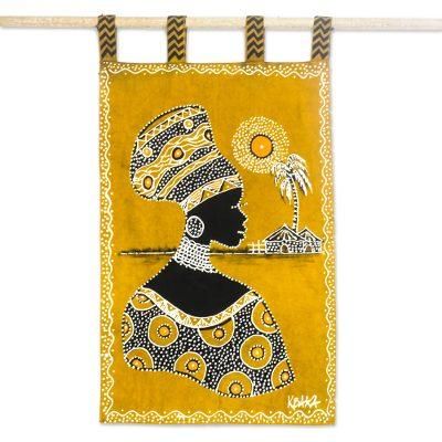 Obaa Pa,'Hand-Painted Cotton Wall Hanging of an African Woman'