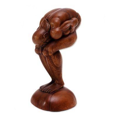 Wood statuette, 'Bending Yogi'