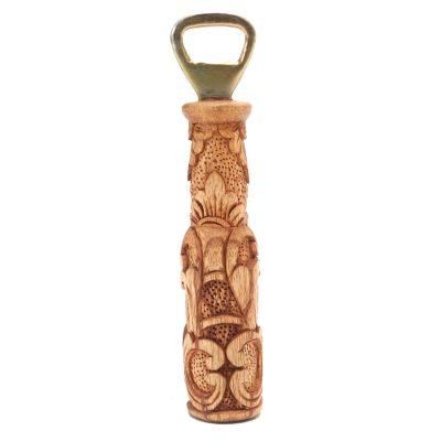 Floral Refreshment,'Handcrafted Suar Wood Floral Bottle Opener from Bali'