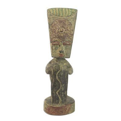 Wood statuette, 'Reconciliation' - Cultural Wood Sculpture