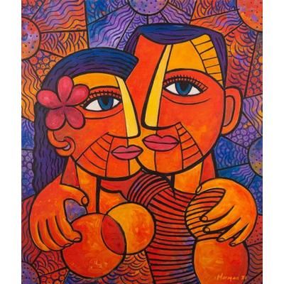 Dayu and Made,'Romantic Acrylic Painting on Canvas'