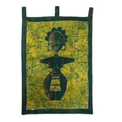 Batik wall hanging, 'Fertility Doll'