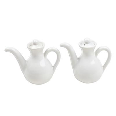 Ceramic oil and vinegar set, 'White Minimalism' (pair)