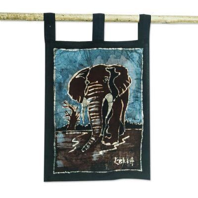 Walk the Land,'Batik Cotton Wall Hanging with Elephant Motif'