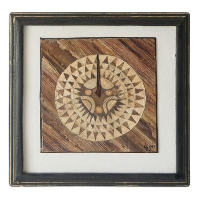 Dakar Mask IV,'Ghanaian Handmade Natural Fiber Dakar Mask Wall Art'