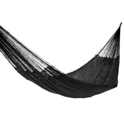 Black Relaxation,'Hand Woven Nylon Black Hammock (Single) from Mexico'