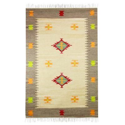 Wool rug, 'Neon Magic' (4x6)