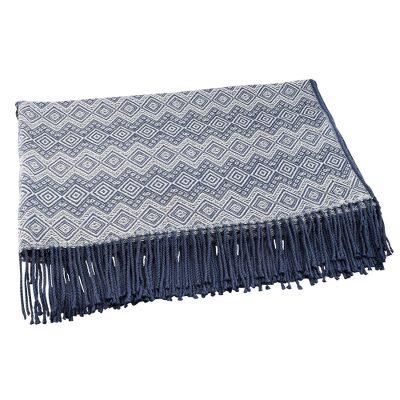 Prussian Blue Destiny,'Alpaca Acrylic Blanket Fringe Prussian Blue Eggshell Peru'